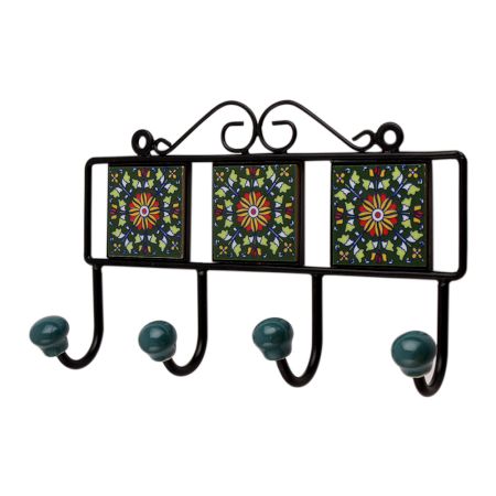 Green Floral Ceramic Tiles Hooks-468